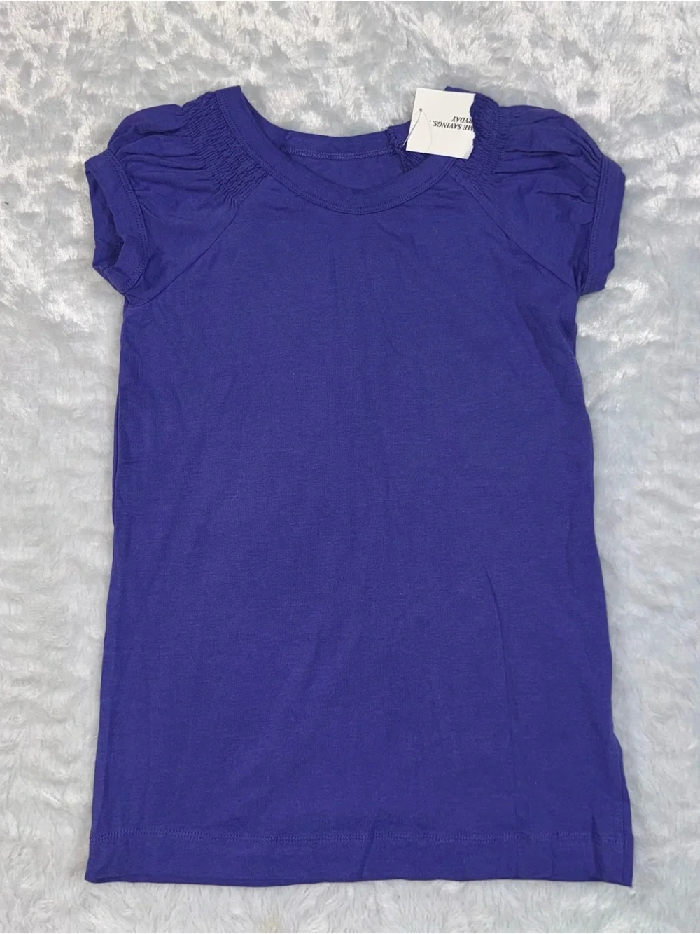 Poof! Bright Purple Short Sleeve Tee with Gathered Puff Sleeves
